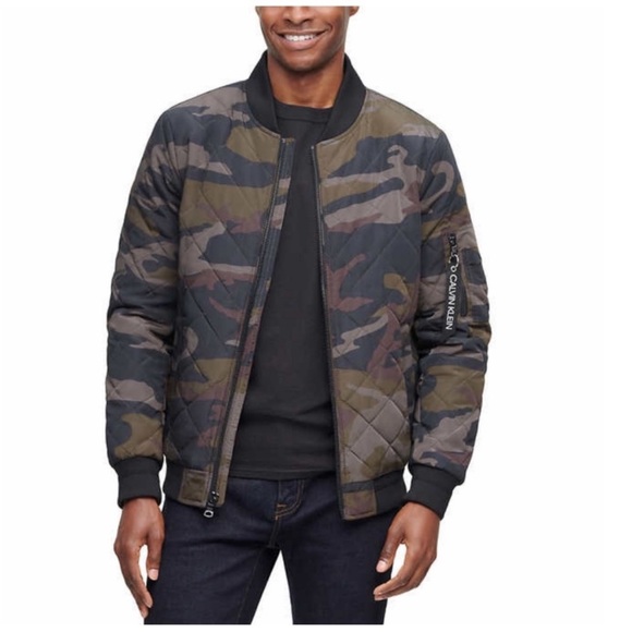 Calvin Klein Men Quilted Bomber Jacket CAMO XXL - Picture 1 of 5